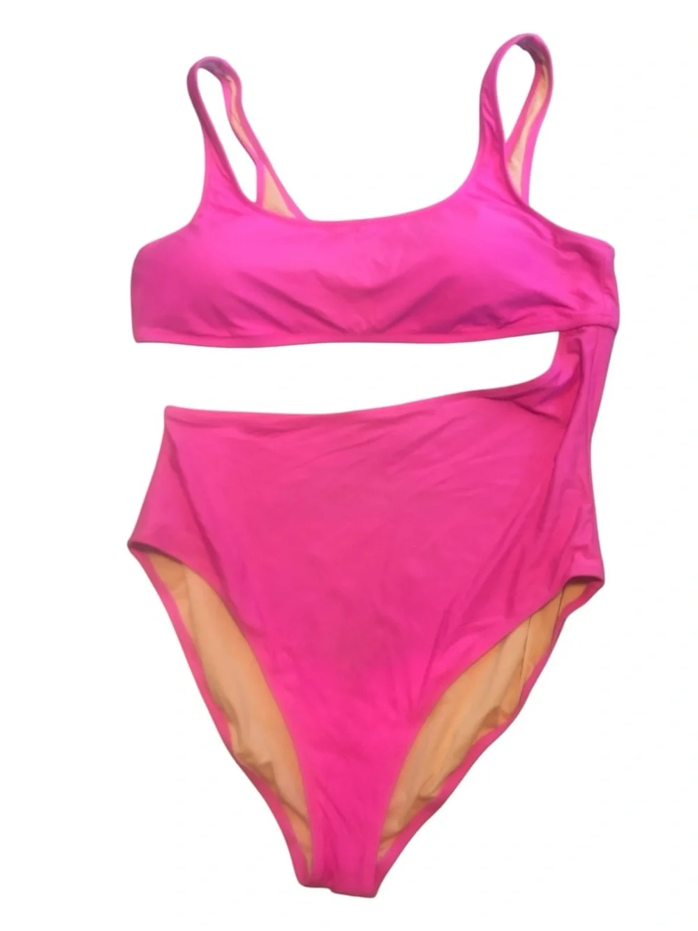J.Crew $110 1 Piece Neon Pink Cut Out Swimsuit Women Size 18 High Waist